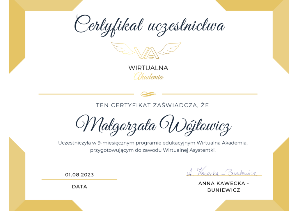 certyfikat wirtualna akademia
